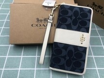 コーチ COACH 財布 長財布 ロゴ シグネチャー 贈り物 新品 ストラップ付き ウォレット ギフト ズック レザー プレゼント ブランド A141_画像4