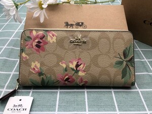 コーチ COACH 財布 長財布 レディースロゴ シグネチャー 新品未使用 レザー ウォレット プレゼント 花柄 ブランド ギフト A085