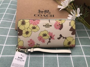 COACH コーチ 財布 長財布 プレゼント ブランド 小銭入れあり シグネチャー レディース 花柄 レディース レザー 新品 ウォレット A344