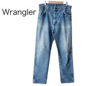 Wrangler ジーンズ ストレート デニム 13MWZ ダメージ デニムパンツ 32×32 ブルー ビンテージ アメカジ メンズ ラングラー 古着