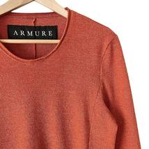 ARMURE 薄手 ニット長袖 セーターカットソー オレンジ メンズ サイズ2 M相当 Uネック トップス 古着 アルミュール_画像6