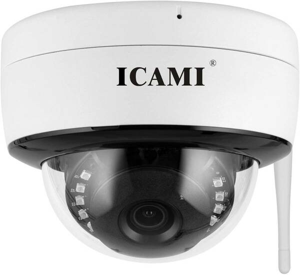 ICAMI 防犯カメラ 監視カメラ SDカード録画 留守 ネットワークカメラ 家庭用 スマホ マイク内蔵 500万画素