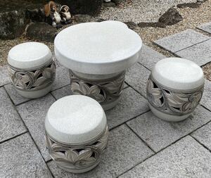  Shigaraki . Tang . garden table set used .... extra attaching . receipt limitation (pick up) 