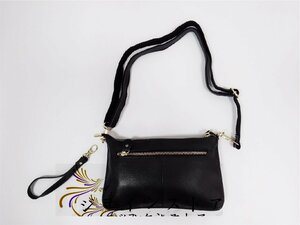  beautiful goods original leather light Mini shoulder pouch sakoshu. purse shoulder pochette smartphone pouch diagonal .. handbag 2way black 