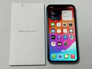 SIMフリー iPhoneXR 128GB Blue シムフリー アイフォンXR ブルー 水色 青 docomo softbank au UQモバイル 楽天 SIMロックなし A2106 87%