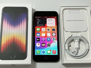 SIMフリー iPhoneSE3 64GB Midnight シムフリー アイフォンSE 3 第三世代 第3世代 ミッドナイト 黒 SIMロックなし A2782 MMYC3J/A 100%