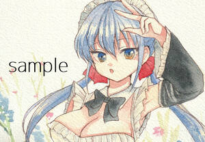 Art hand Auction Hand-drawn illustration [Twintail maid] Watercolor original, Comics, Anime Goods, Hand-drawn illustration