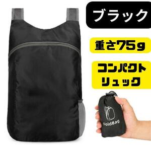 折り畳みリュック　黒　ブラック　 エコバッグ 軽量 防水 登山 アウトドア 多機能 買い物袋