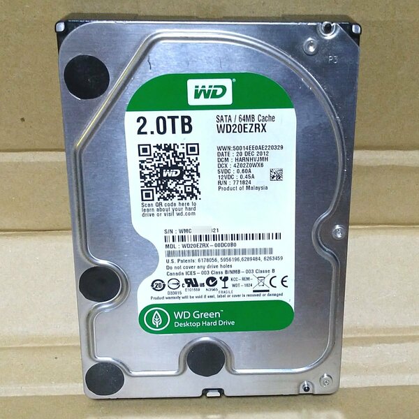 送料無料 S.M.R.T.正常 3.5インチ HDD 2TB WD Green 2TBWD20EZRX 2TBWD20EZRX-00DC0B0 64MB SATA3 6Gbps SATA6G 必ず内容確認