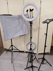 [ photographing 4 point set ] photograph lighting stand 100V,LED ring light 100V,LED ring light USB, tablet stand .