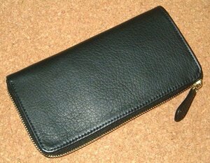 新品 Groover Leather グルーバーレザー 高級 ディアスキン 鹿革製 ラウンドファスナー ロングウォレット (紺×黒) 長財布 ラウンドジップ