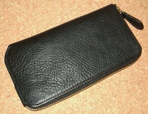 新品 Groover Leather グルーバーレザー 高級 イタリアンレザー製 ラウンドファスナー 薄型 ロング ウォレット (黒) 長財布 ラウンドジップ