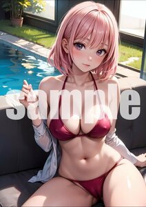 688【A4写真用紙・高画質】オリジナル 美女 イラスト グラビア セクシー アニメ 同人 ポスター フェチ 美人 美乳 美脚 お尻 水着 モデル