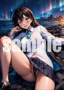 1000【A4写真用紙・高画質】『名探偵コナン 毛利蘭』制服 グラビア セクシー アニメ イラスト 同人 美女 ポスター ファンアート AI