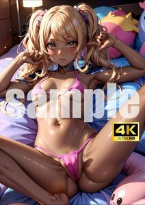 1615【A4写真用紙・高画質】黒ギャル 美女 イラスト グラビア セクシー アニメ 同人 ポスター 黒肌 日焼け フェチ 美人 巨乳 ビキニ お尻