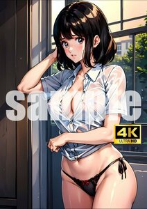 1875【A4写真用紙・高画質】『タッチ 浅倉南』グラビア セクシー アニメ イラスト 同人 美女 ポスター ファンアート AI