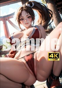 2229【A4写真用紙・高画質】『キングオブファイターズ 不知火舞』グラビア セクシー アニメ イラスト 同人 美女 ポスター ファンアート AI