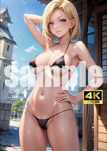 2414【A4写真用紙・高画質】『ドラゴンボール 人造人間18号』グラビア セクシー アニメ イラスト 同人 美女 ポスター ファンアート AI