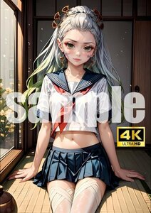 2349【A4写真用紙・高画質】『鬼滅の刃 堕姫』グラビア セクシー アニメ イラスト 同人 美女 ポスター ファンアート AI