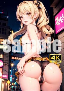 1675【A4写真用紙・高画質】白ギャル 美女 イラスト グラビア セクシー アニメ 同人 ポスター 黒肌 日焼け フェチ 美人 巨乳 ビキニ お尻