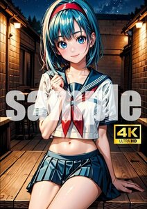 2423【A4写真用紙・高画質】『ドラゴンボール ブルマ』制服 グラビア セクシー アニメ イラスト 同人 美女 ポスター ファンアート AI