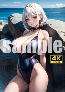 2021【A4写真用紙・高画質】オリジナル 美女 イラスト グラビア セクシー アニメ 同人 ポスター フェチ 可愛い 巨乳 美脚 お尻 派手髪 AI