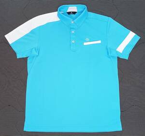  beautiful goods!Munsingwear Munsingwear wear thin light weight polyester asimeto Lee design polo-shirt with short sleeves ( light blue M-L corresponding )