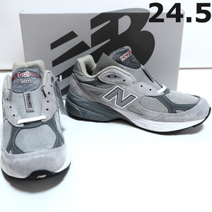 USA製 24.5 新品 ニューバランス M990 GL3 スニーカー グレー New Balance 990 V3 W990 U990