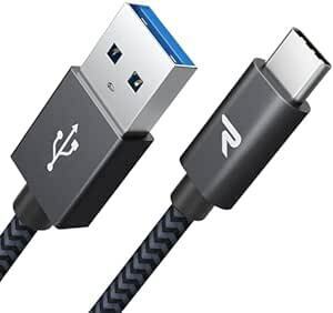 RAMPOW usb c ケーブル【1m/黒】タイプc ケーブル 急速充電 QuickCharge3.0対応 USB3.1 Gen