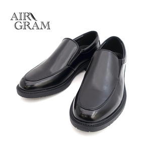 ▲AIR GRAM エアグラム メンズ Uチップ ローファー ビジネスシューズ 1728 メンズ 革靴 ブラック Black 黒 25.5cm (0910010703-bk-s255)