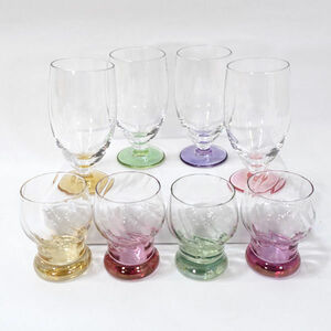 * Showa Retro glass Showa Retro color glass 2 kind each 4 piece collection (0220457098)