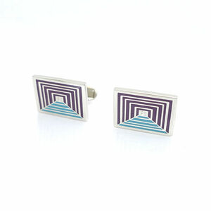 # Paul Smith cuffs square silver color purple blue cuff links (0990012065)