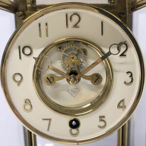 ■ Nマーク 日本美術時計 ゼンマイ式 四面ガラス 振り子時計 置き時計 (0990013045)