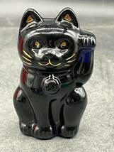 p050713 Baccarat 招き猫 置物 商売繁盛 バカラ 黒_画像2