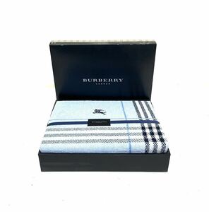 未使用 BURBERRY バーバリー ロンドン タオルケット BB4560 青色 ブルー 水色系 0507①