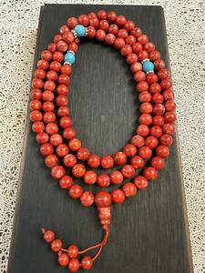 Z-553 natural red .. coral necklace .. beads 8mm108 bead 