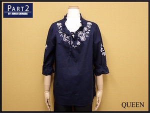  free shipping PART2 BY JUNKO SHIMADA 7 minute sleeve blouse *15V part 2 Junko Shimada / large size / lady's /24*5*3-26