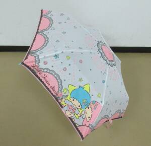 (.-A1-1204 ) folding umbrella Little Twin Stars Little Twin Stars kiki&lala hand opening type lovely total length approximately 29.5cm half diameter approximately 48cm used 