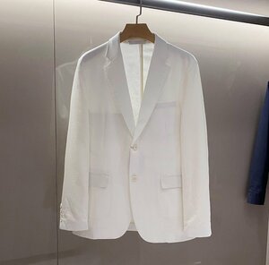 Loro Piana　ロロピアーナ メンズ テーラードジャケット リネン ブレザー ビジネススーツ 薄手 長袖 フォーマル 紳士服 麻　ホワイト 48-54