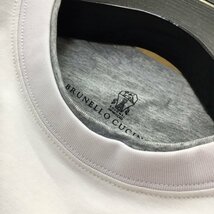 BRUNELLO CUCINELLI(ブルネロ クチネリ) メンズT-シャツ 半袖 丸首 綿 ホワイト Mサイズ トップス カットソー 刺繍ロゴ クルーネック_画像4