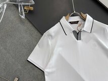 Loro Piana　ロロピアーナ メンズ ポロシャツ 半袖Tシャツ カノコ 綿 無地 ロゴ刺繍　春夏　ホワイト 2XLサイズ 紳士服_画像3