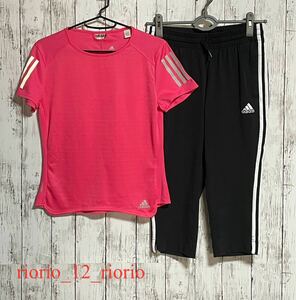 523　adidas　アディダス　スポーツウェアまとめ売り　半袖Tシャツ　7分丈パンツ　2枚セット　sizeM