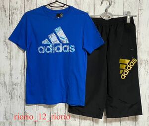 572　adidas　アディダス　男の子まとめ売り　ビッグロゴTシャツ　金ロゴハーフパンツ　2枚セット　size150