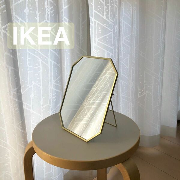 【新品】IKEA イケア ミラー ゴールドカラー（25×20cm）ラスビーン 卓上 壁掛け インテリア アンティーク調
