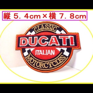 アイロン 接着 刺繍 ワッペン ★ ドゥカティ　丸型　DUCATI ★車　バイク　オイル　つなぎ　工具　メンテナンス　道具　レンチ　ラチェット