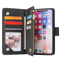 iPhone XS レザーケース アイフォン x/xs ケース iPhone x カバー カード収納 手帳型 お財布付き ブラック_画像5