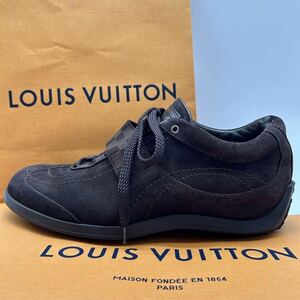 1円 【未使用級】 LOUIS VUITTON ルイヴィトン 【王者の風格】 ダミエ メンズ スニーカー シューズ 靴 スウェード ブラウン 7 26.0cm