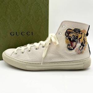 1 иен [ не использовался класс ] GUCCI Gucci [. человек. ..] мужской спортивные туфли - ikatto обувь вышивка . Tiger Sherry линия белый 8 27cm соответствует 