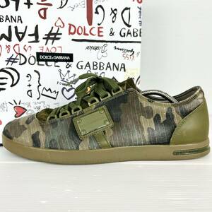 1円 【美品】 DOLCE&GABBANA ドルチェアンドガッバーナ 【圧倒的存在感】 メンズ スニーカー ローカット 靴 カモフラ 迷彩 8 26.5～27cm位