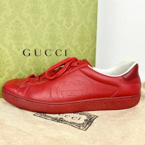 1 иен [ первоклассный товар ] GUCCI Gucci [ выдающийся присутствие ] мужской спортивные туфли low cut обувь обувь Inter locking Logo красный красный 7 26cm ранг 